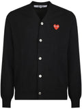 V-NECK CARDIGAN RED EMBLEM RED HEART