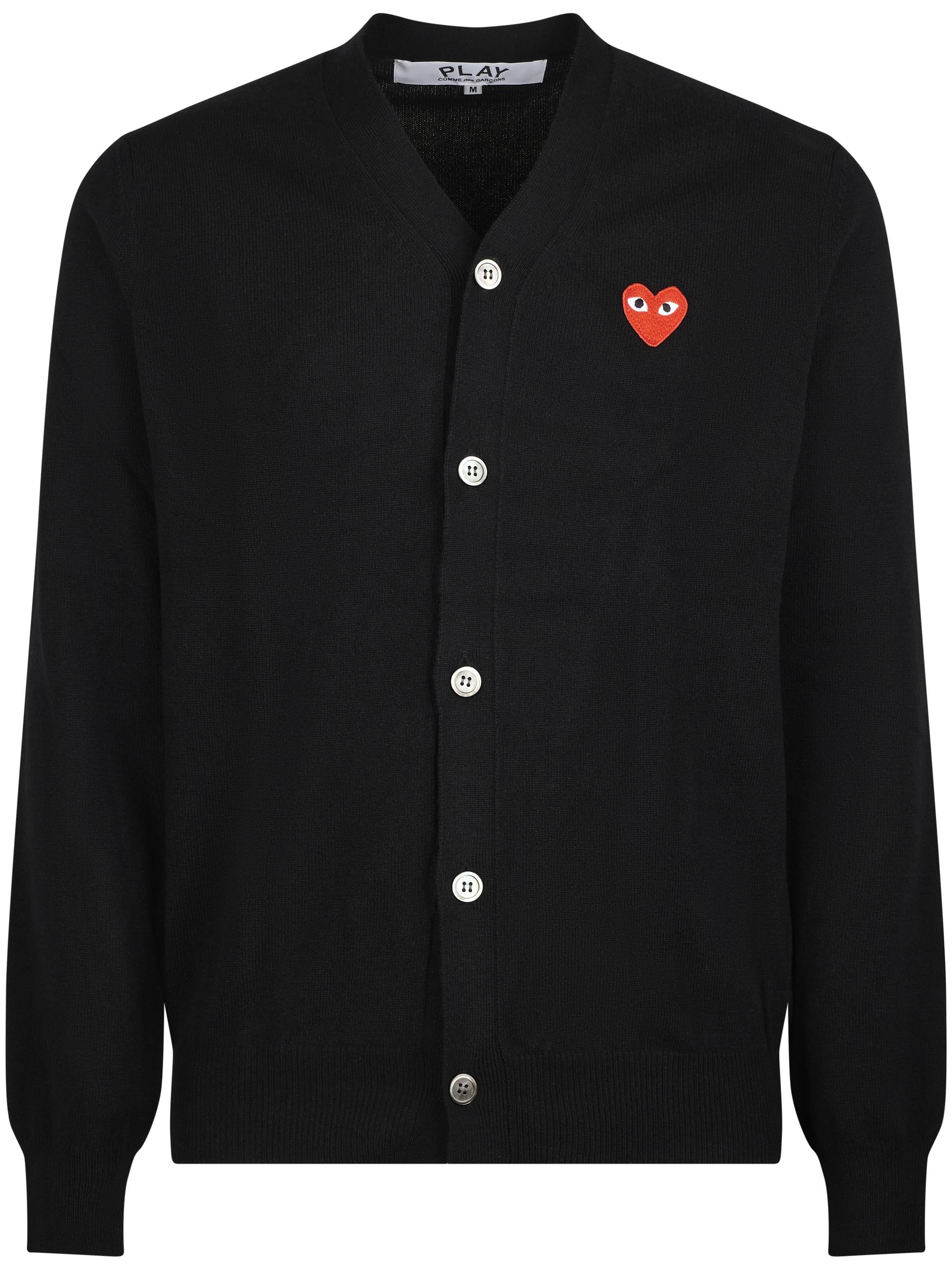 V-NECK CARDIGAN RED EMBLEM RED HEART